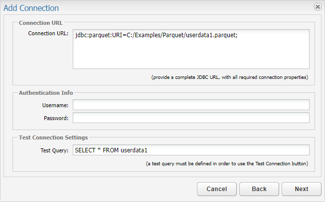 Connecting QuerySurge to Parquet files with the CData Parquet JDBC ...