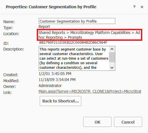 Shortcut Target Properties