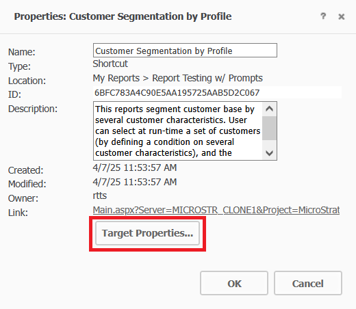 Shortcut Properties